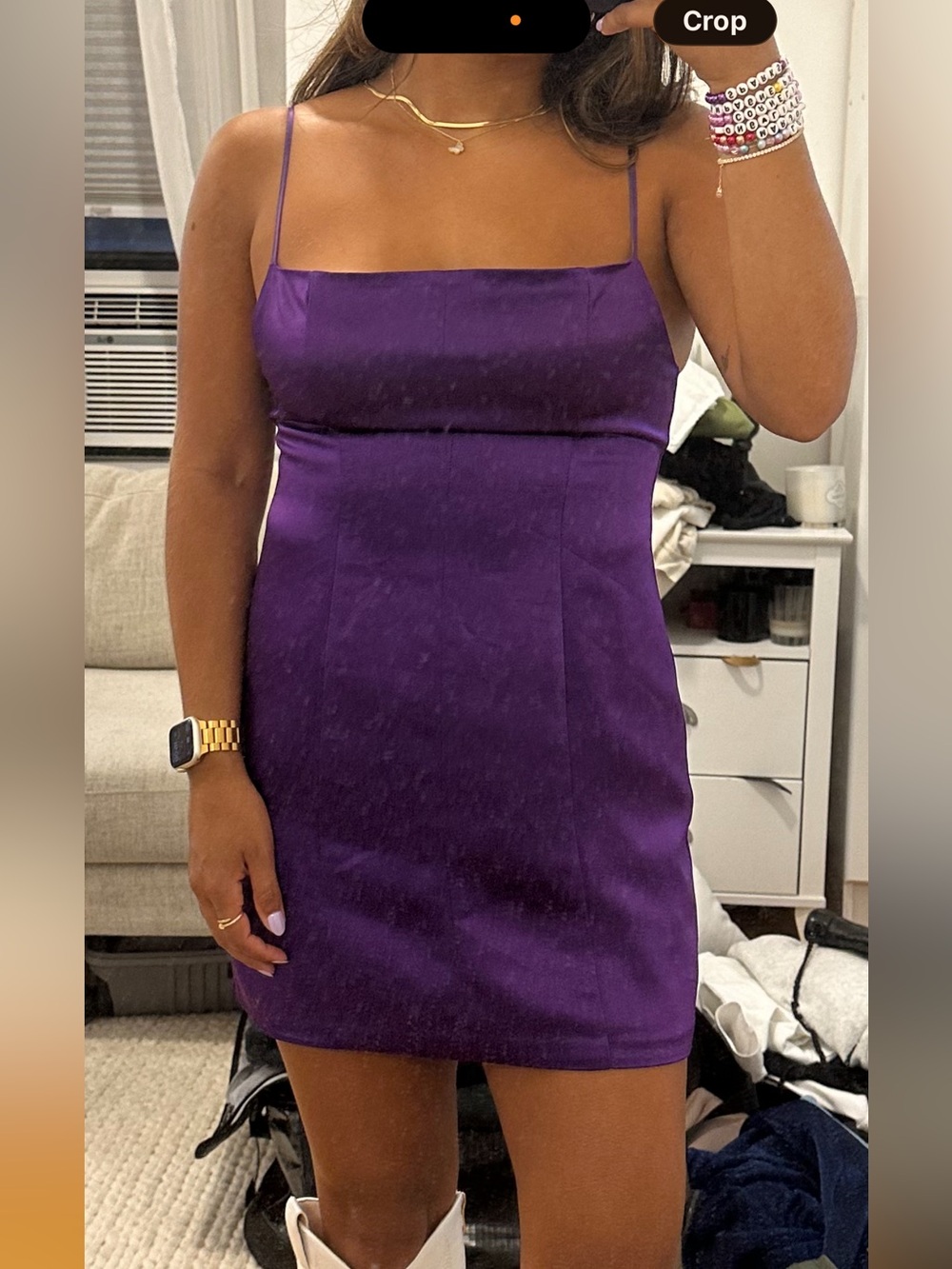 Satin Retrofete Purple Slip Dress